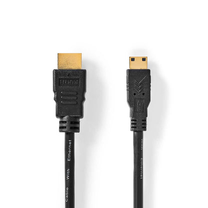 Nedis High Speed HDMI™ Cable with Ethernet | HDMI™ Connector | HDMI™ Mini Connector | 4K@30Hz | 10.2 Gbps | 3.00 m | Round | PVC | Black | Label | 85.256.214