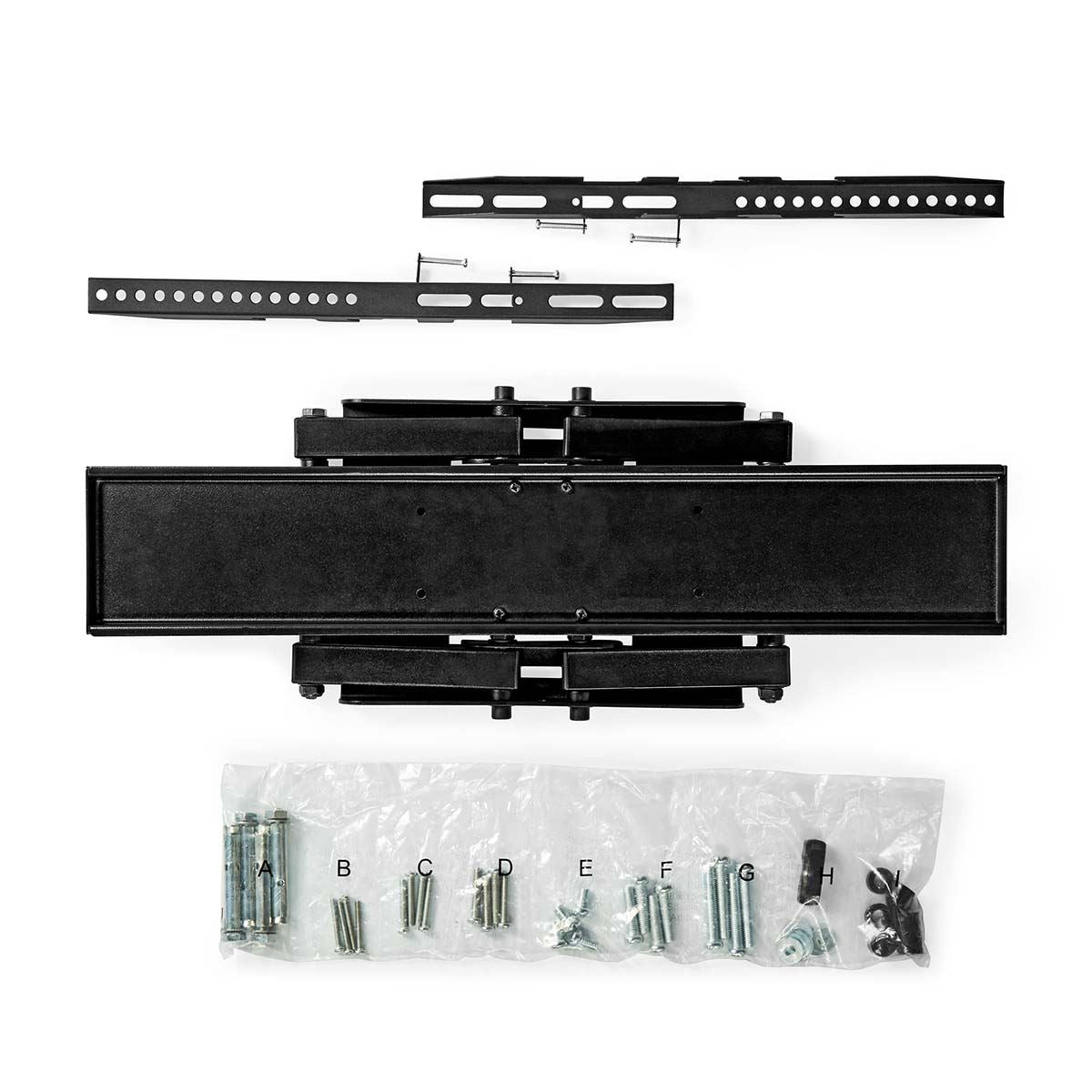 Nedis Full Motion TV Wall Mount | 37 - 80 " | Maximum supported screen weight: 35 kg | Tiltable | Rotatable | Minimum wall distance: 75 mm | Maximum wall distance: 330 mm | 6 Pivot point(s) | Steel | Black