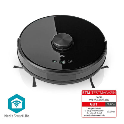 Nedis SmartLife Robot Vacuum Cleaner | Laser Navigation | Wi-Fi | Capacity collection reservoir: 0.6 l | Automatic charging | Maximum operating time: 2 hrs | Black | Android™ / IOS