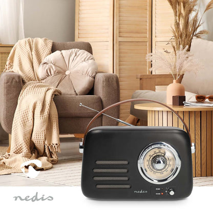 Nedis RDFM2600BK | FM Radio | Portable Design | Bluetooth® / FM | Accu Powered / USB Powered | Analogue | 10 W | Bluetooth® | Black