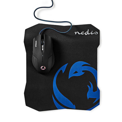 Nedis Gaming Mouse & Mouse Pad Set | Wired | 800 / 1200 / 1600 dpi | Adjustable DPI | Number of buttons: 6 | Right-Handed | 1.50 m | Normal Lighting