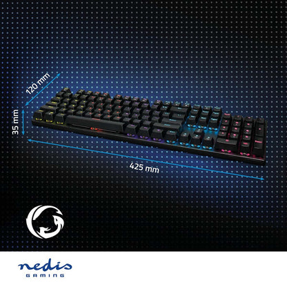 Nedis Wired Gaming Keyboard | USB Type-A | Mechanical Keys | LED | QWERTY | US Layout | USB Powered | Power cable length: 1.50 m | Gaming