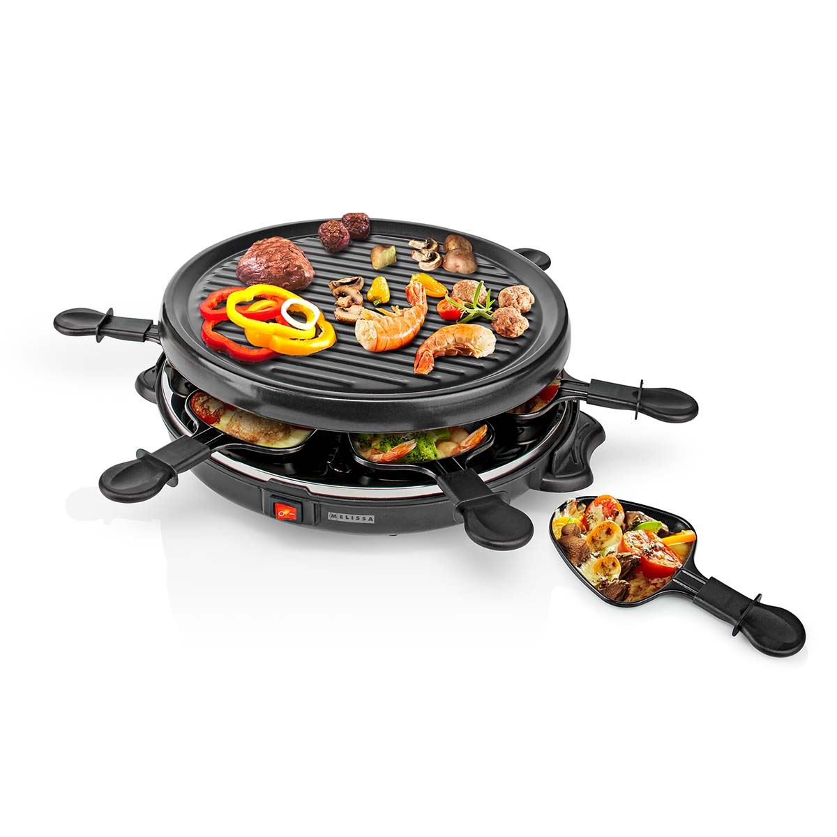 MELISSA Gourmet / Raclette | Grill | 6 Persons | Spatula | Non stick coating | Round