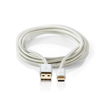 Nedis USB Cable | USB 2.0 | USB-A Male | USB-C™ Male | 15 W | 480 Mbps | Gold Plated | 2.00 m | Round | Braided / Nylon | Aluminium | Cover Window Box