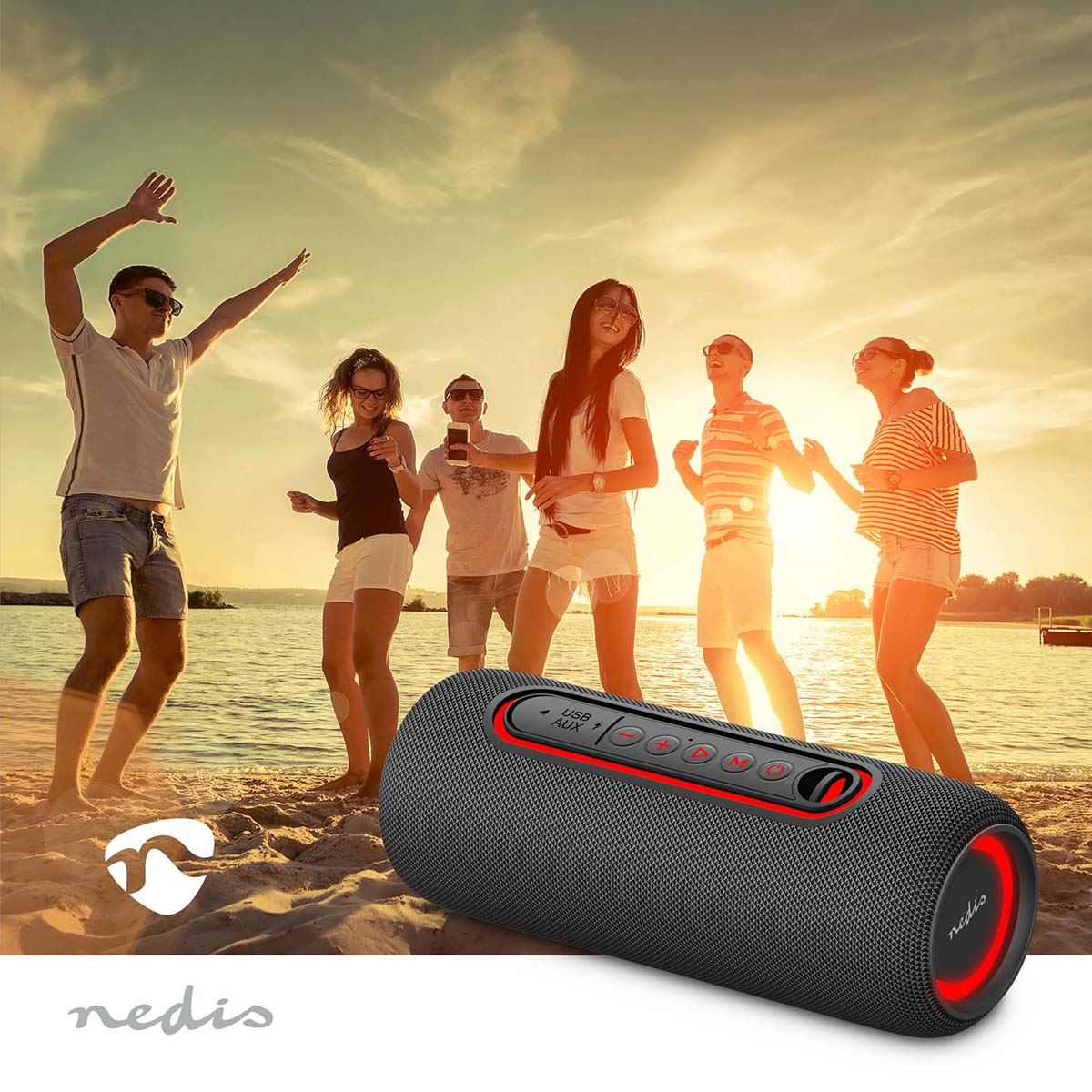 Nedis Bluetooth® Speaker | Maximum battery play time: 4 hrs | Handheld Design | 30 W | Stereo | Built-in microphone | X5 | Linkable | Black