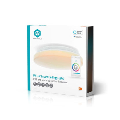 Nedis SmartLife Ceiling Light | Wi-Fi | RGB / Warm to Cool White | Round | Diameter: 260 mm | 1820 lm | 2700 - 6500 K | IP44 | Energy class: F | Android™ / IOS