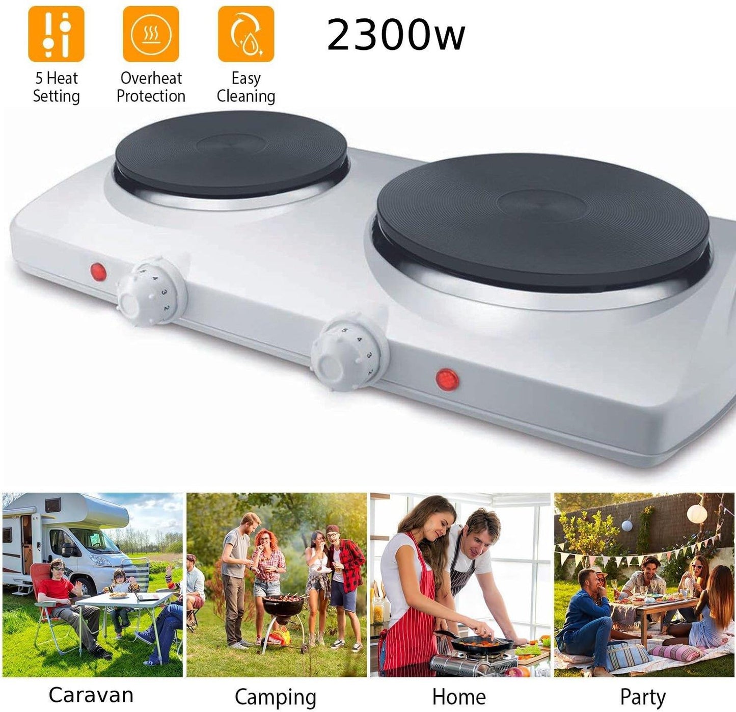 Nedis Electric Cooking Plates | Cooking zones: 2 | 2300 W | Overheating protection | White