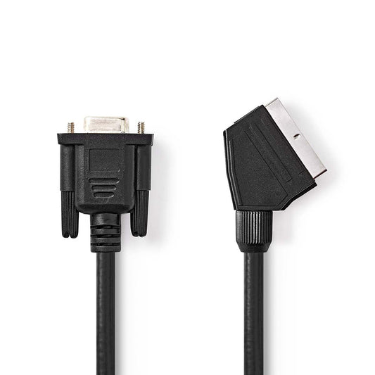 Nedis SCART Cable | SCART Male | VGA Female | Nickel Plated | 480p | 2.00 m | Round | PVC | Black