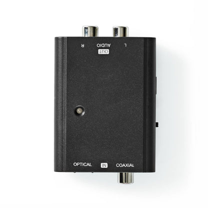 Nedis Digital Audio Converter | 2-way | Connection input: 1x S/PDIF (RCA) Female / 1x TosLink Female | Connection output: 2x RCA Male | ARC | Manual | Black