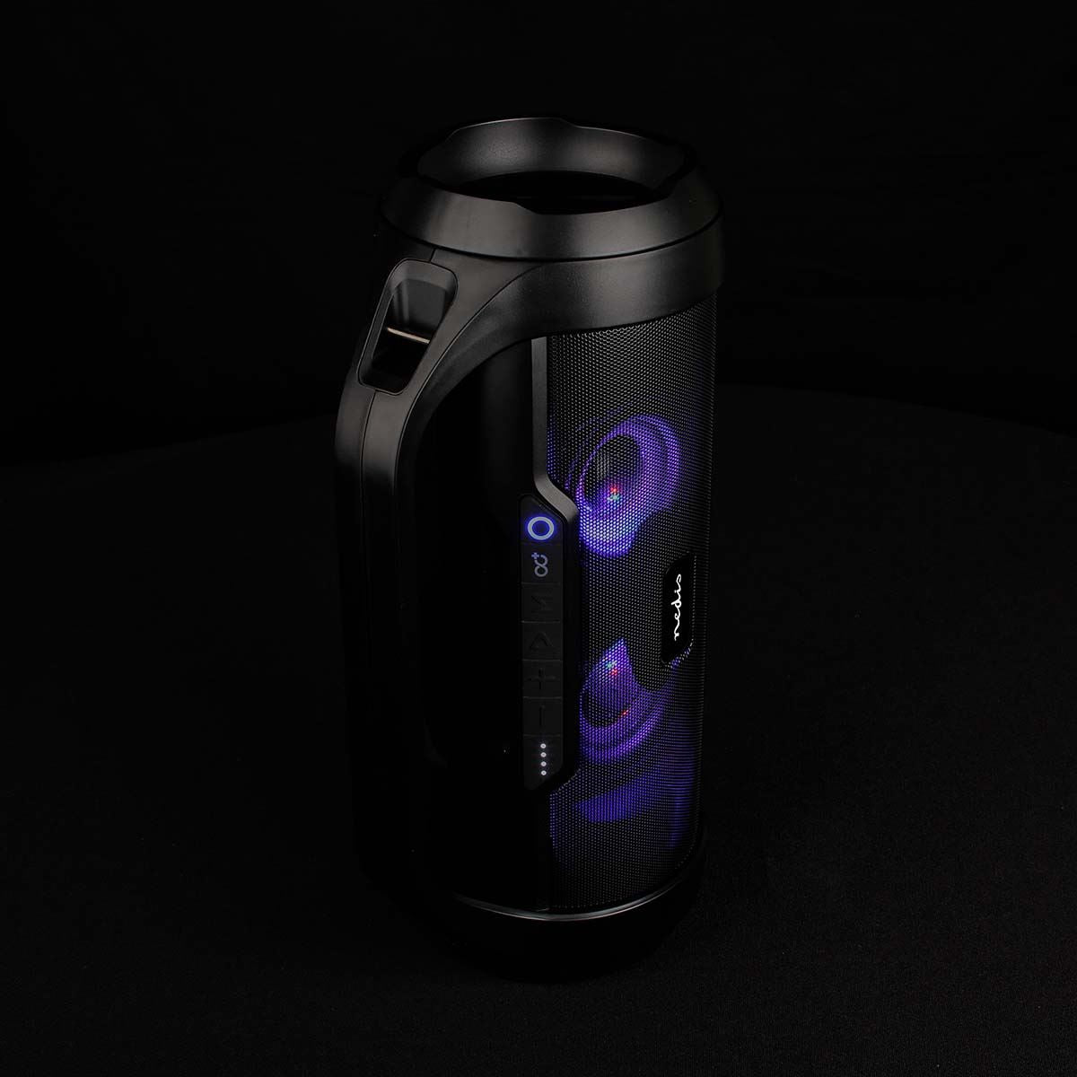 Nedis Bluetooth® Party Boombox | 6 hrs | 2.0 | 60 W | Media playback: AUX / Micro SD / USB | IPX5 | Linkable | Carrying handle | Party lights | Black