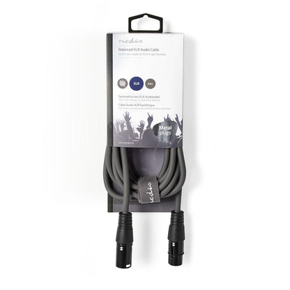 Nedis Balanced Audio Cable | XLR 3-Pin Male | XLR 3-Pin Female | Nickel Plated | 3.00 m | Round | PVC | Dark Grey | Carton Sleeve