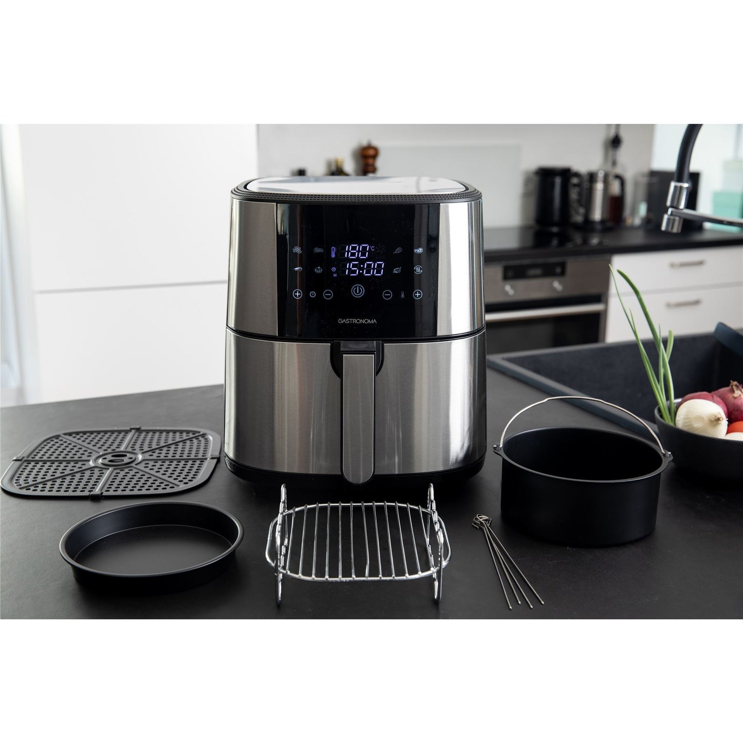 Gastronoma 18290007 | Hot Air Fryer 8L | Stainless Steel / Black