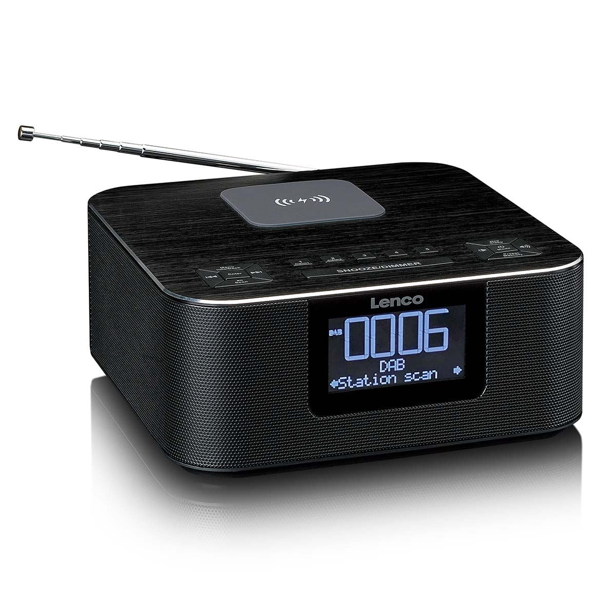 Lenco CR-650BK | DAB+ FM Clock Radio | USB | Qi Wireless Smartphone Charging | Black