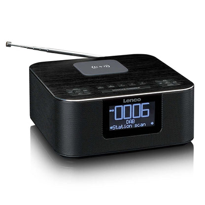 Lenco CR-650BK | DAB+ FM Clock Radio | USB | Qi Wireless Smartphone Charging | Black