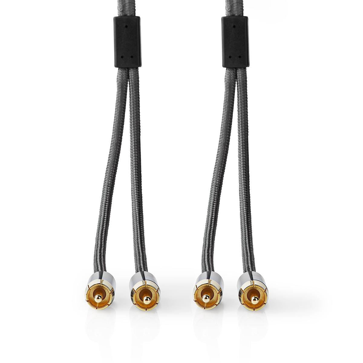 Nedis CATB24200GY50 | Stereo Audio Cable | 2x RCA Male | 2x RCA Male | Gold Plated | 5.00 m | Round | Grey / Gun Metal Grey | Cover Window Box