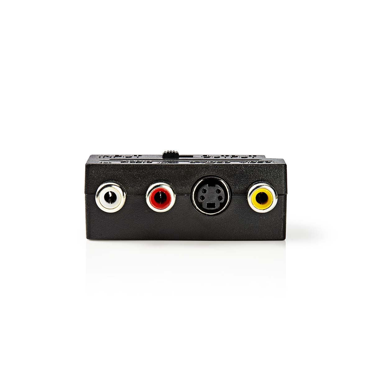 Nedis CVGB31902BK | SCART Adapter | SCART Male | S-Video Female / 3x RCA Female | Nickel Plated | Switchable | ABS | Black | 1 pcs | Box