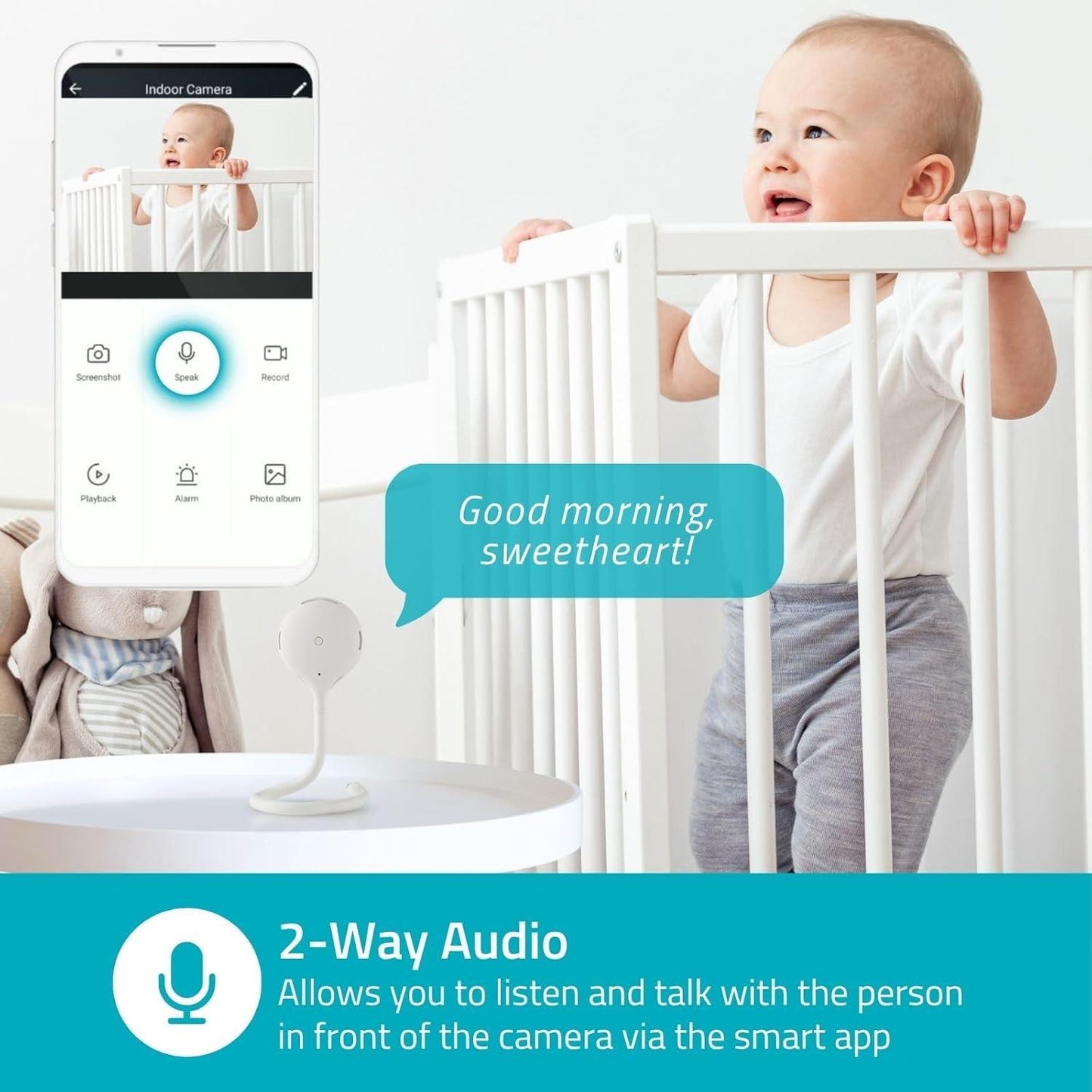 Nedis SmartLife Indoor Camera | Wi-Fi | Full HD 1080p | Cloud Storage (optional) / microSD (not included) | With motion sensor | Night vision | White