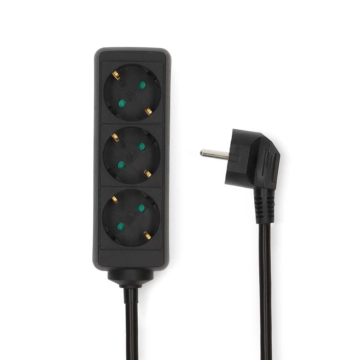 Nedis Extension Socket | Type F (CEE 7/7) | 3-Way | 1.50 m | 3680 W | 16 A | Kind of grounding: Side Contacts | 230 V AC 50/60 Hz | Socket angle: 45 ° | H05VV-F 3G1.5mm² | Black