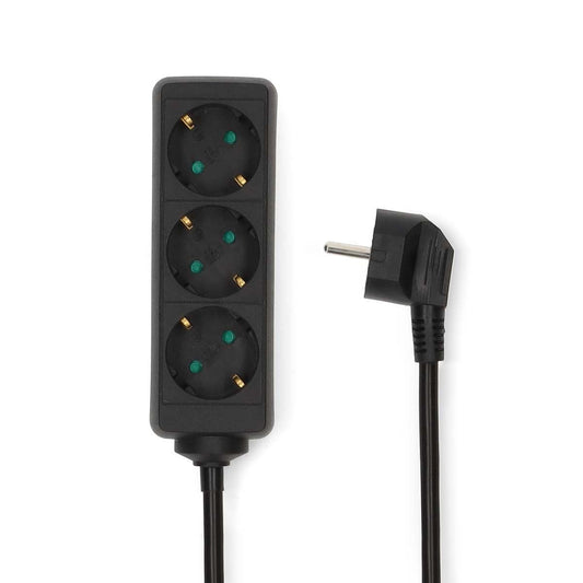 Nedis Extension Socket | Type F (CEE 7/7) | 3-Way | 1.50 m | 3680 W | 16 A | Kind of grounding: Side Contacts | 230 V AC 50/60 Hz | Socket angle: 45 ° | H05VV-F 3G1.5mm² | Black