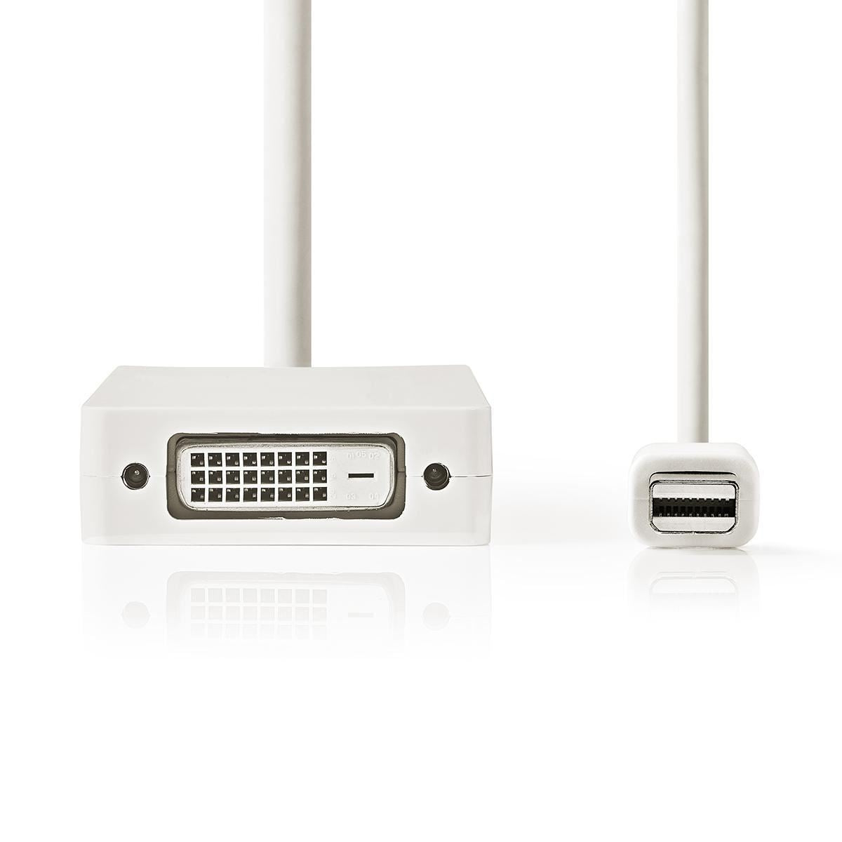 Nedis CCGP37465WT02 | Mini DisplayPort Cable | DisplayPort 1.2 | Mini DisplayPort Male | DVI-D 24+1-Pin Female / HDMI™ Input / VGA Female | 21.6 Gbps | Nickel Plated | 0.20 m | Round | PVC | White | Polybag
