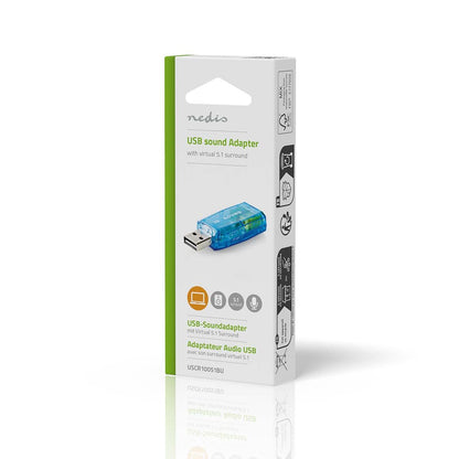 Nedis Sound Card | 5.1 | USB 2.0 | Microphone connection: 1x 3.5 mm | Headset connection: 3.5 mm Male