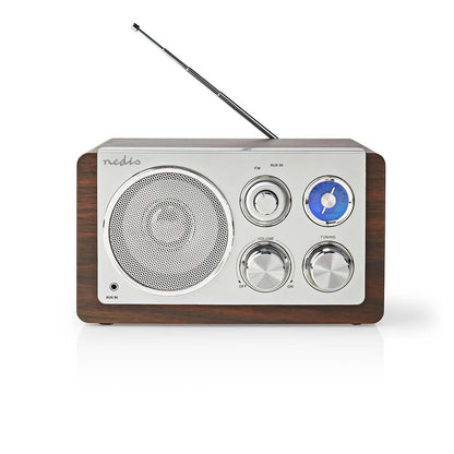 Nedis FM Radio | Table Design | FM | Mains Powered | Analogue | 15 W | IP20 | Brown