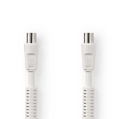 Nedis Coax Cable | IEC (Coax) Male | IEC (Coax) Female | Nickel Plated | 120 dB | 75 Ohm | Quad Shielded | 3.00 m | Round | PVC | White | Label