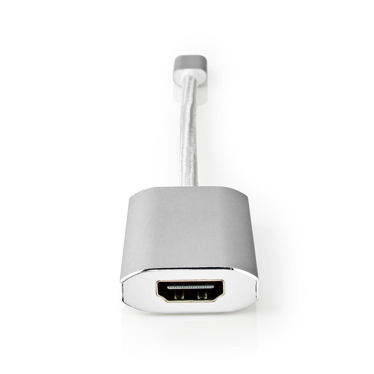 Nedis USB-C™ Adapter | USB 3.2 Gen 1 | USB-C™ Male | HDMI™ Output | 4K@60Hz | Power delivery | 0.20 m | Round | Gold Plated | Braided / Nylon | Silver | Cover Window Box