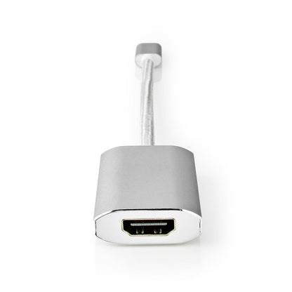 Nedis USB-C™ Adapter | USB 3.2 Gen 1 | USB-C™ Male | HDMI™ Output | 4K@60Hz | Power delivery | 0.20 m | Round | Gold Plated | Braided / Nylon | Silver | Cover Window Box