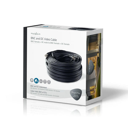 Nedis CCTV Security Cable | BNC / DC | 30.0 m | Round | PVC | Black | Gift Box