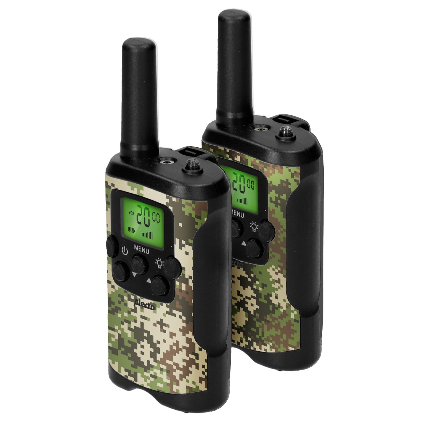 Alecto Walkie-Talkie Set | 2 Handsets | Up to 7 km | Frequency channels: 8 | VOX | up to 3 Hours | Camouflage