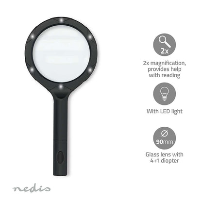 Nedis Handheld Magnifiers | Lens strength: 4 Diopter | 10000 K | 0.05 W | 9 lm | Black