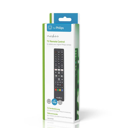 Nedis Replacement Remote Control | Suitable for: Philips | Preprogrammed | 1 Device | Amazon Prime / Netflix Button / Rakuten TV Button / Smart Hub Button | Infrared | Black |  HS01973