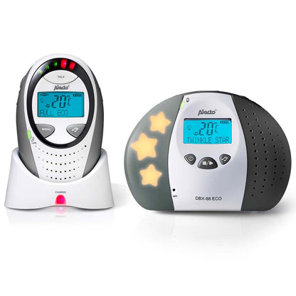 Alecto DBX-88 ECO | Baby Monitor | Full Eco DECT |Digital Display | Wireless Receiver | White/Grey