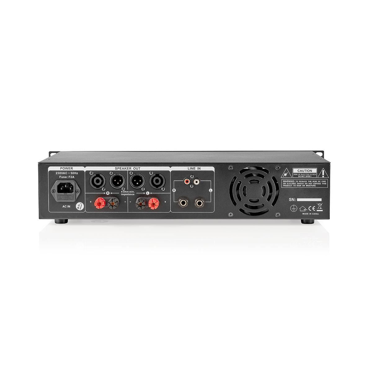 Nedis PA Amplifier | RMS output: 2x 100 W @ 8 Ohm / 2x 150 W @ 4 Ohm | 2 Channels | 2U | 19" rack mountable | Metal | Black