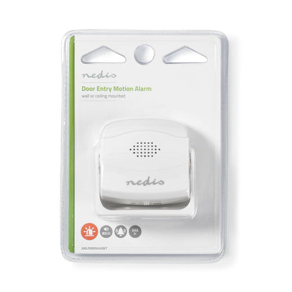 Nedis Motion Detection Alarm | Battery Powered | 3x AAA/LR03 | 80 dB | Detector range: 1.10 m | Detector angle: 10 ° | Ceiling / Wall | White