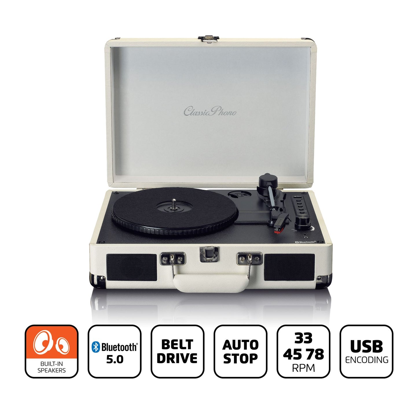Lenco TT-115CR | Bluetooth® Turntable with built-in speakers Cream
