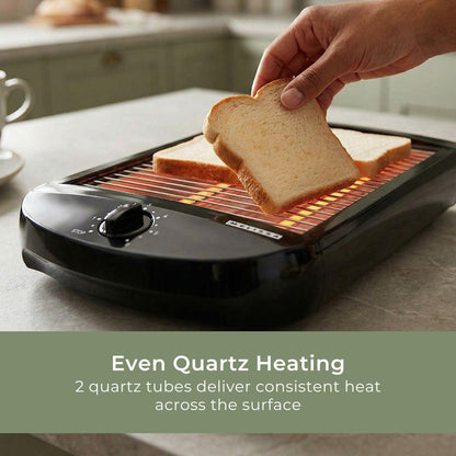MELISSA Flat Bed Toaster | Removable Crumb Tray | Auto Off | Buzzer | 600W | Black