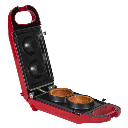 Trebs 6-in-1 Snack Maker | Waffles, Doughnuts, Cake pops, Madeleine biscuits, Waffle Bowls, Mini cakes | 700W | Red