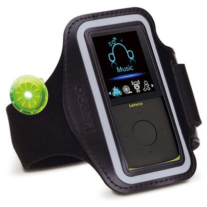 Lenco PODO-153LM | Sports MP3/4 Player with Pedometer |Wristband | 4GB | Micro SD Card Expansion | Lime