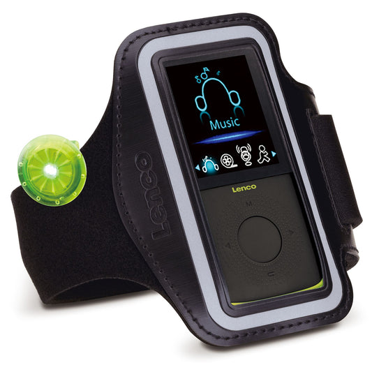 Lenco PODO-153LM | Sports MP3/4 Player with Pedometer |Wristband | 4GB | Micro SD Card Expansion | Lime