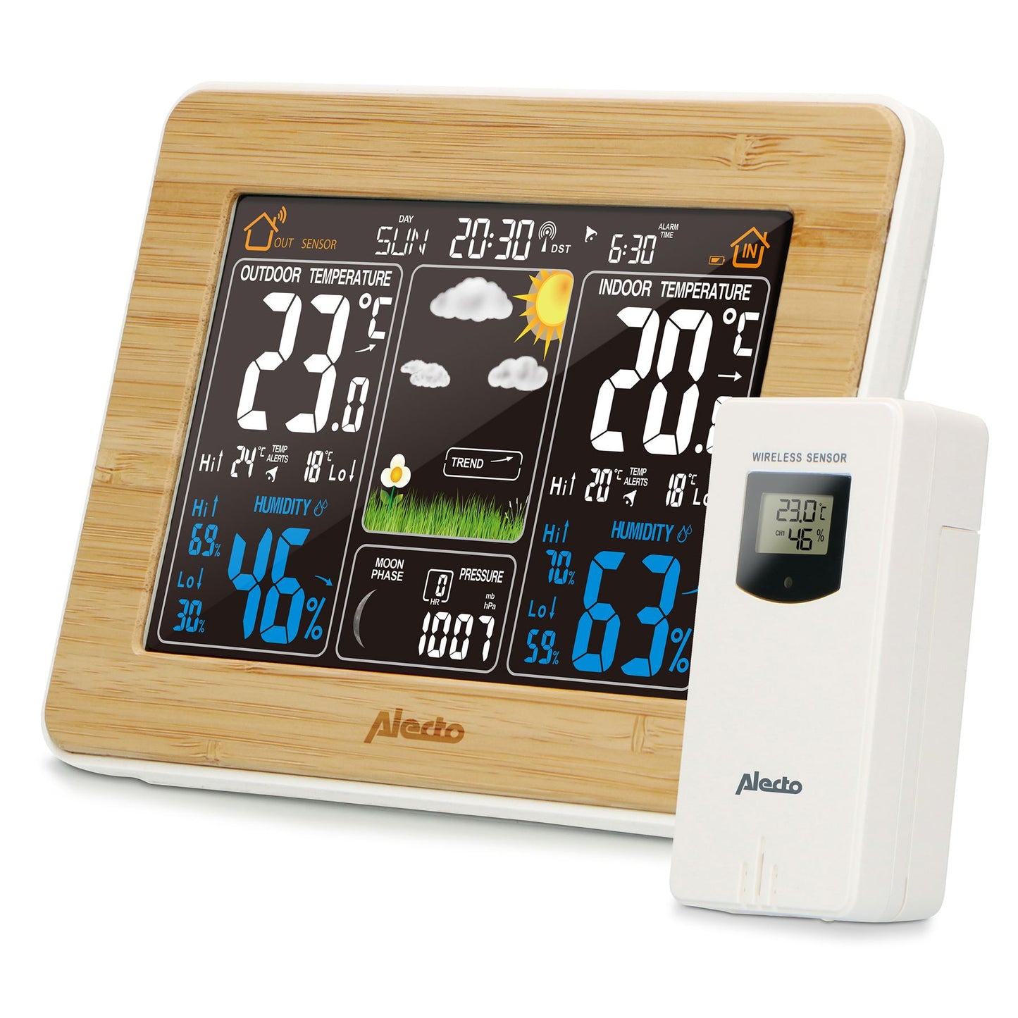 Alecto Weather Station | Indoor and Outdoor Temperature | Outside Wireless sensor | Bamboo
