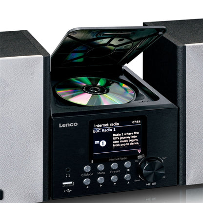 Lenco MC-250BK | Micro Music System | Internet | DAB+ Radio | Bluetooth® Speakers | CD / MP3 | Black