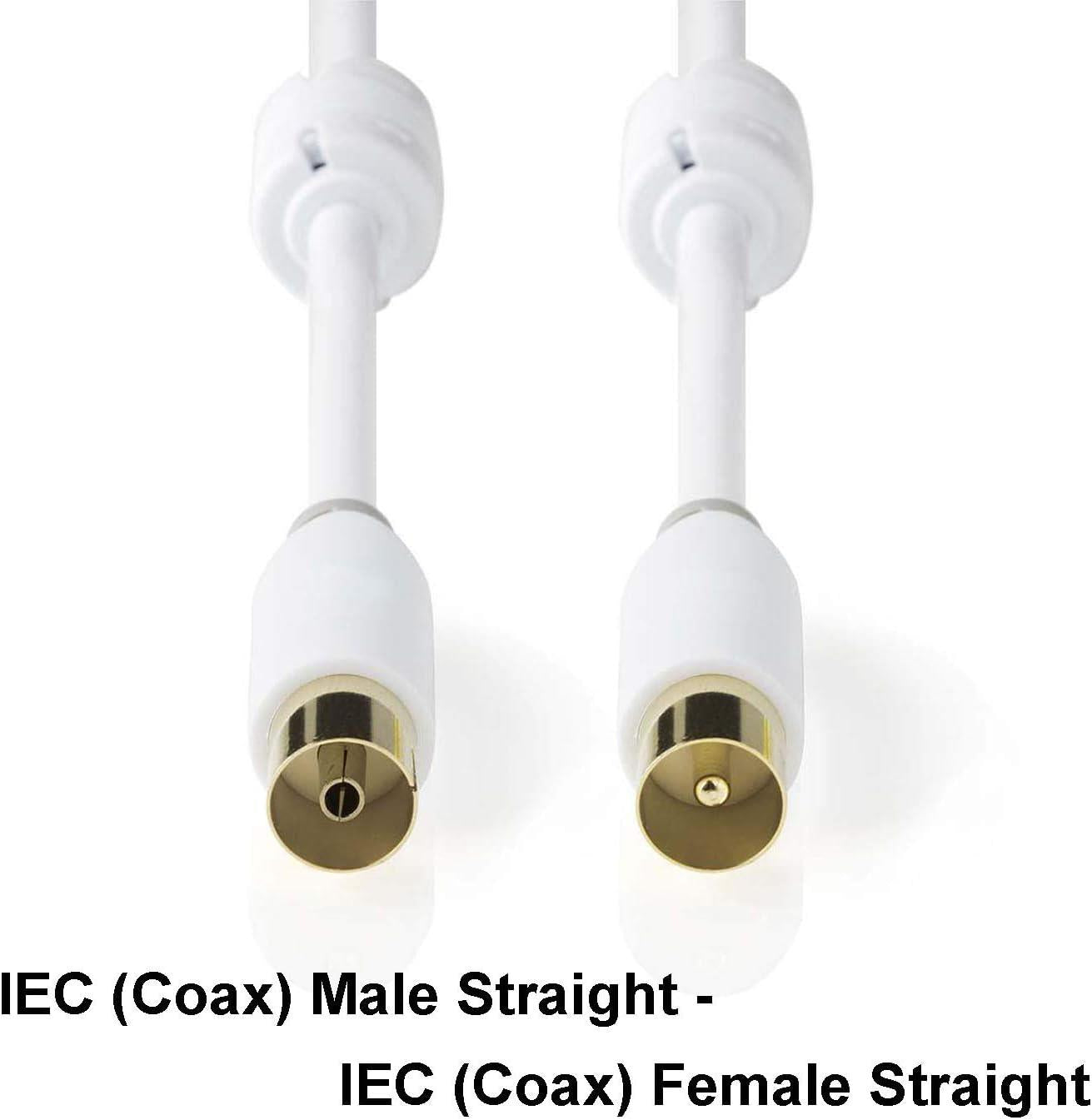 Nedis Coax Cable | IEC (Coax) Male | IEC (Coax) Female | Gold Plated | 100 dB | 75 Ohm | Double Shielded | 2.00 m | Round | PVC | White | Box