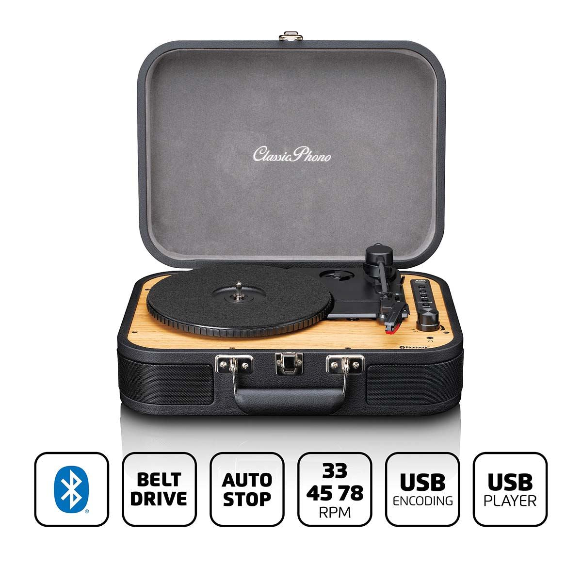 Lenco TT-116BK | Turntable with Bluetooth® and USB Player / Recorder Black