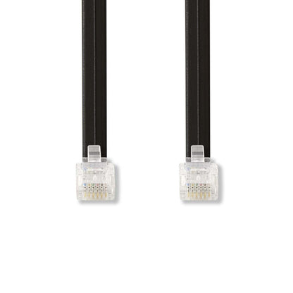 Nedis Telecom Cable | RJ12 Male | RJ12 Male | 1.00 m | Cable design: Flat | Cable type: RJ12 | Black | Label