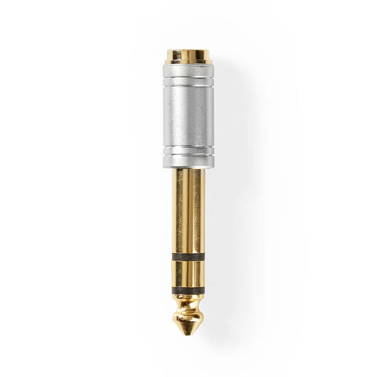 Nedis CAGC23930ME | Stereo Audio Adapter | 6.35 mm Male | 3.5 mm Female | Gold Plated | Straight | Metal | Silver | 1 pcs | Box
