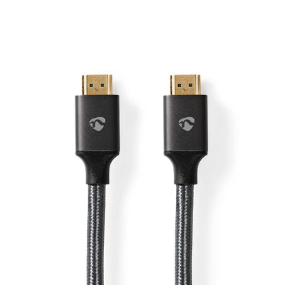 Nedis High Speed HDMI™ Cable with Ethernet | HDMI™ Connector | HDMI™ Connector | 4K@60Hz | ARC | 18 Gbps | 2.00 m | Round | Cotton | Grey / Gun Metal Grey | Cover Window Box