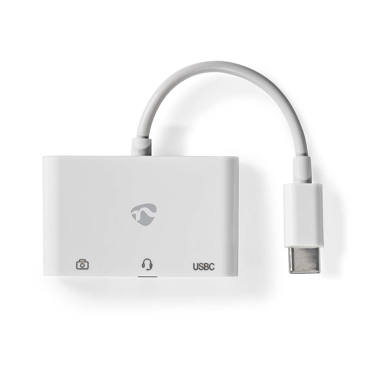 Nedis USB Multi-Port Adapter | USB 2.0 | USB-C™ Male | USB-A Female / USB-C™ Female / 3.5 mm Female | 480 Mbps | 0.10 m | Round | Nickel Plated | PVC | White | Box