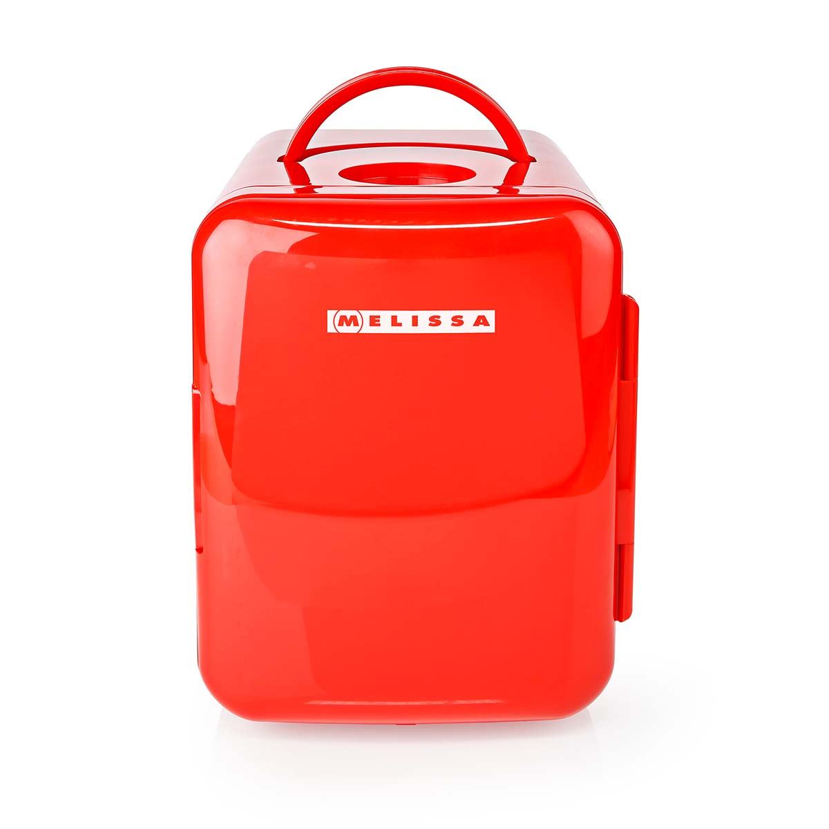 MELISSA Portable Mini Fridge | Mains or 12v Aux | 6 cans / 4 l capacity | 100-240 V / 12 V  Vehicle| Heating / Cooling function | Carrying handle | Red